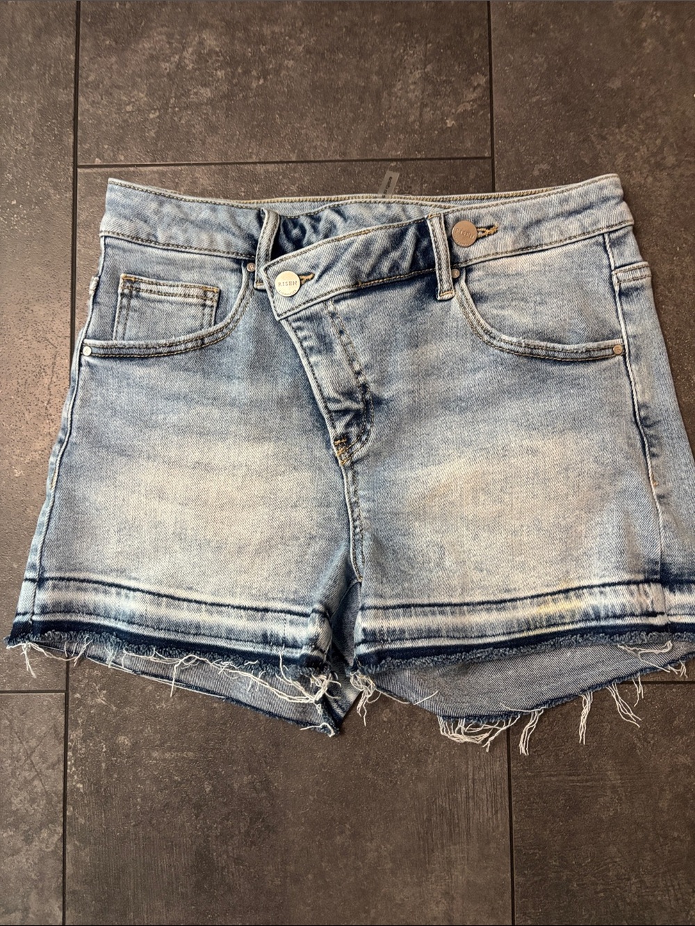 Risen Denim Frayed Hem Women's Shorts